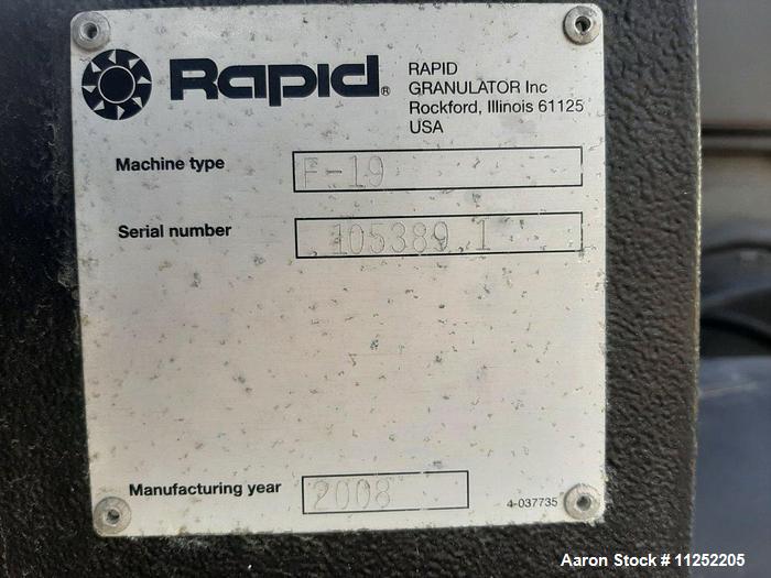 Used Rapid Model F-19 Plastic Granulator / Grinder with Feed Conveyor
