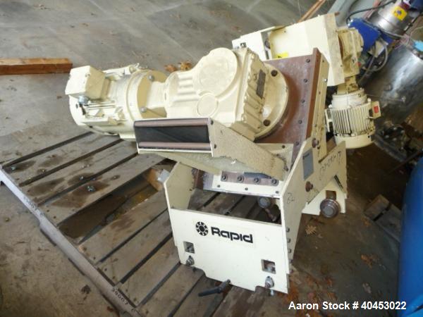 Used Set of: (2) Rapid sheet guillotine cutters, model G24, 2" x 11" throat opening, with take away conveyor, 3 HP DC motor on each, with control panel, serial# 5731802, previously used for cutting t...