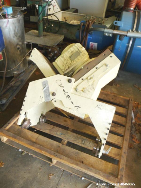 Used Set of: (2) Rapid sheet guillotine cutters, model G24, 2" x 11" throat opening, with take away conveyor, 3 HP DC motor on each, with control panel, serial# 5731802, previously used for cutting t...