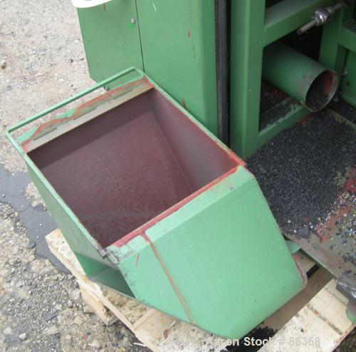 USED: Rapid Granulator, model GK3029-KU. Approximate 8" diameter x 12" wide 3 bolt on blade open rotor. Tilt back pelican style feed hopper, bottom discharge drawer set up for blower discharge with b...