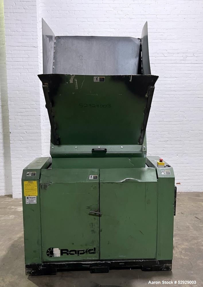 Used- Rapid Rage Granulator. Open rotor, approximate 36" long. Driven by a 25hp, 3/60/230/460 volt, 1777 rpm motor. Tilt bac...