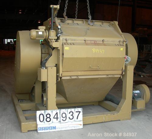 USED: Rotogran granulator, 48" x 28" feed opening with bolt-on hopper. Approx 48" wide, 3 rows of 2 bolt-on slanted blades, open rotor, bottom blower discharge. Approx 3/4" screen holes. Driven by a ...