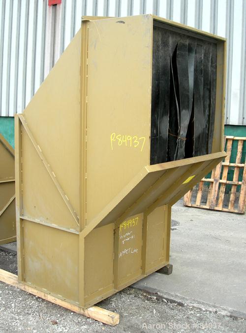 USED: Rotogran granulator, 48" x 28" feed opening with bolt-on hopper. Approx 48" wide, 3 rows of 2 bolt-on slanted blades, open rotor, bottom blower discharge. Approx 3/4" screen holes. Driven by a ...