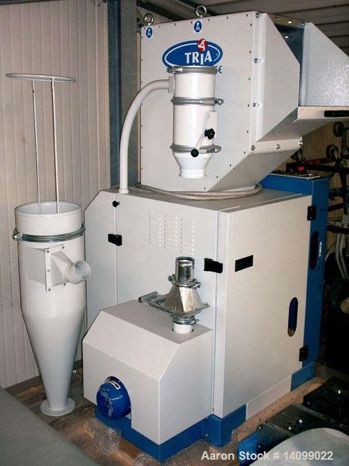 Unused-Tria 35/30 Granulator.  Soundproof with blower.  (3) Rotor knives, (2) stator knives.  Rotor diameter 8.6" (220 mm).  Rotor width 11.8" (300 mm).  Motor 7.3 hp (5.5 kW).  (2) Control panel.