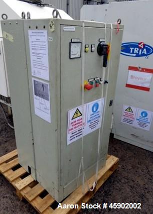 Used Tria Granulator, Type 80-49/DN-SL, Carbon Steel. Approximate 15.6" diameter x 24.9" wide (400mm x 830 mm) rotor, (5) rotor knives, (2) bed knives. Driven by a 55kw (82.5hp), 3/50/400/690 volt, 1...