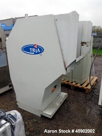 Used Tria Granulator, Type 80-49/DN-SL, Carbon Steel. Approximate 15.6" diameter x 24.9" wide (400mm x 830 mm) rotor, (5) rotor knives, (2) bed knives. Driven by a 55kw (82.5hp), 3/50/400/690 volt, 1...