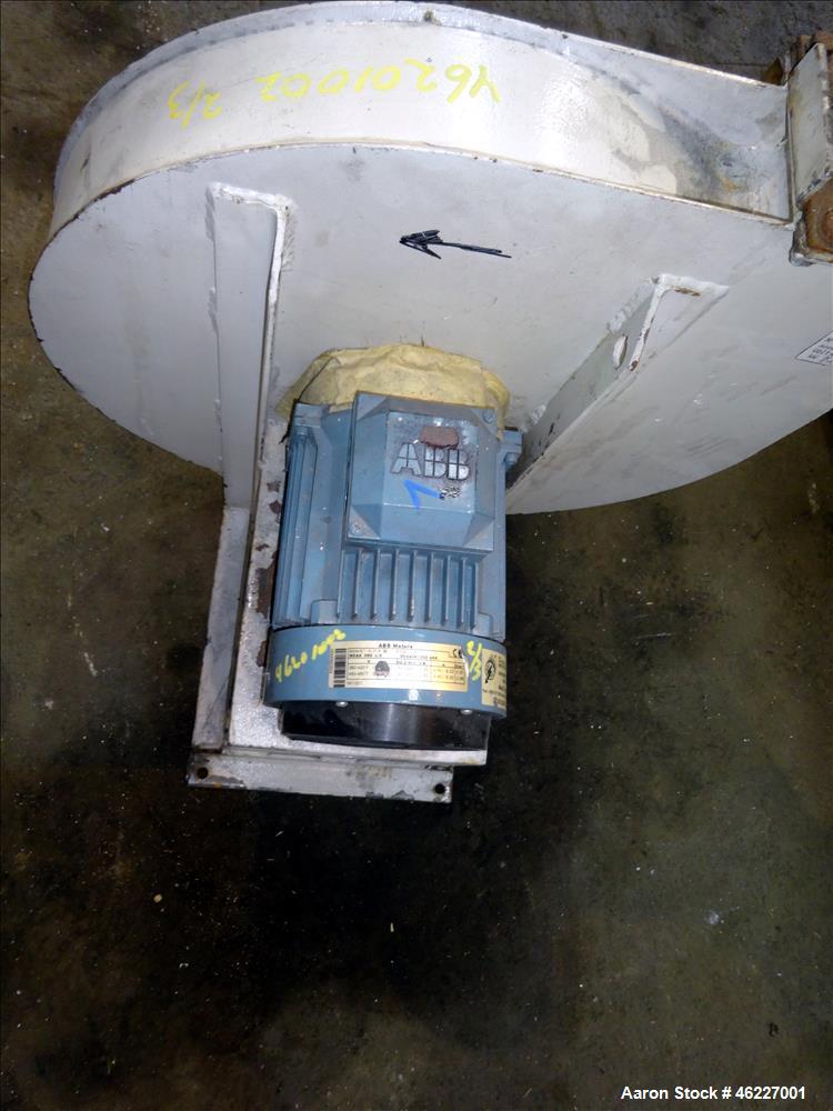 Used Tria Granulator, Carbon Steel. Approximate 20" x 26" feed throat with a bolt on feed hopper. Approximate (4) rows bolt on blades, open rotor, set up for bottom blower discharge with a 2.2kw blow...