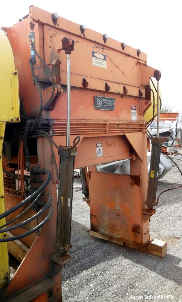 Used Triple /S Dynamics Granulator, Model 48. Feed Opening 29'' x 48'' with bolt on hopper. 3 Knife solid rotor approximate 14.75'' (375mm) x 48'' (1219mm. (4) Staitionary knives. Belt driven by a 25...