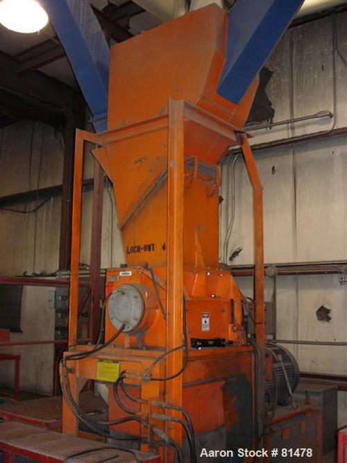 Used Triple /S Dynamics Granulator, Model 48. Feed Opening 29'' x 48'' with bolt on hopper. 3 Knife solid rotor approximate 14.75'' (375mm) x 48'' (1219mm. (4) Staitionary knives. Belt driven by a 25...