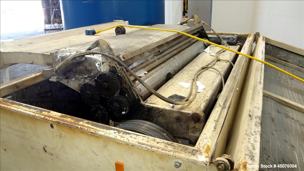 Used Wor-Tex Roll Stock Granulator, Model HS-755. Approximate 10" wide x 55" long feed throat, (4) 30" wide off set bolt on blades, closed rotor, (2) bed knives. 2" Tall x 55" wide feed opening with ...