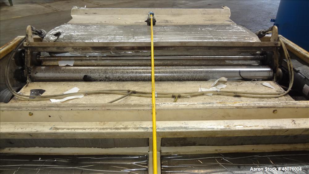 Used Wor-Tex Roll Stock Granulator, Model HS-755. Approximate 10" wide x 55" long feed throat, (4) 30" wide off set bolt on blades, closed rotor, (2) bed knives. 2" Tall x 55" wide feed opening with ...