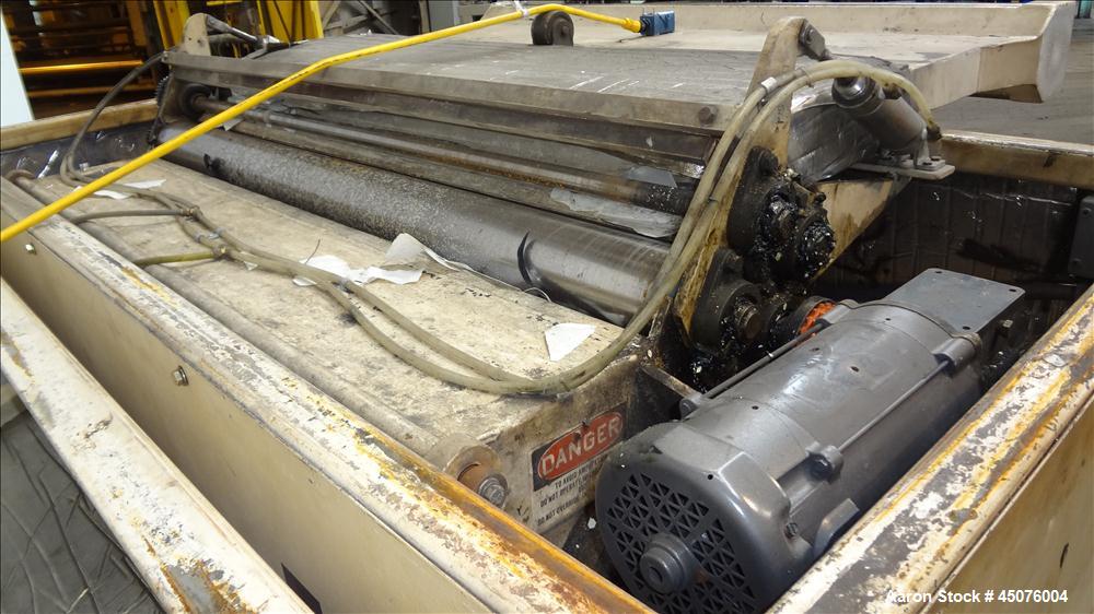 Used Wor-Tex Roll Stock Granulator, Model HS-755. Approximate 10" wide x 55" long feed throat, (4) 30" wide off set bolt on blades, closed rotor, (2) bed knives. 2" Tall x 55" wide feed opening with ...