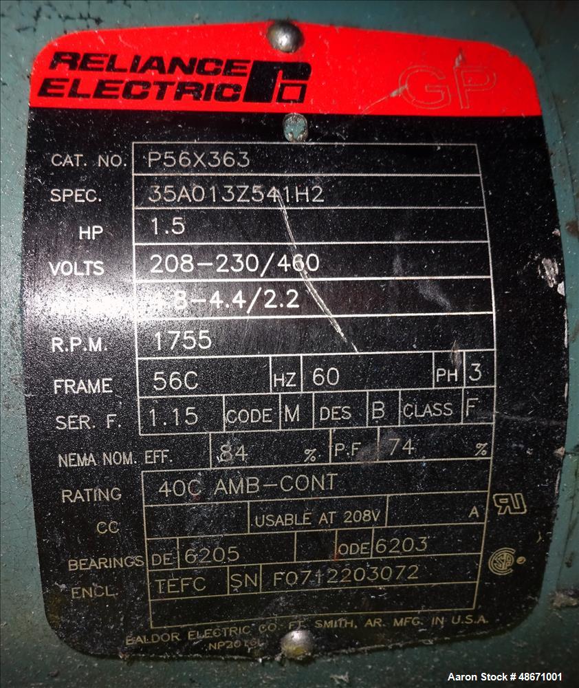 Used Wortex Granulator, Model UP-755-D, Carbon Steel.