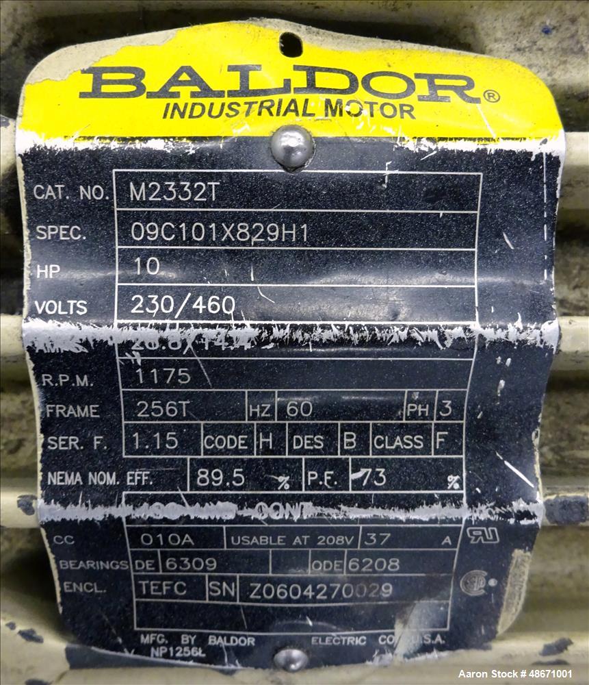Used Wortex Granulator, Model UP-755-D, Carbon Steel.