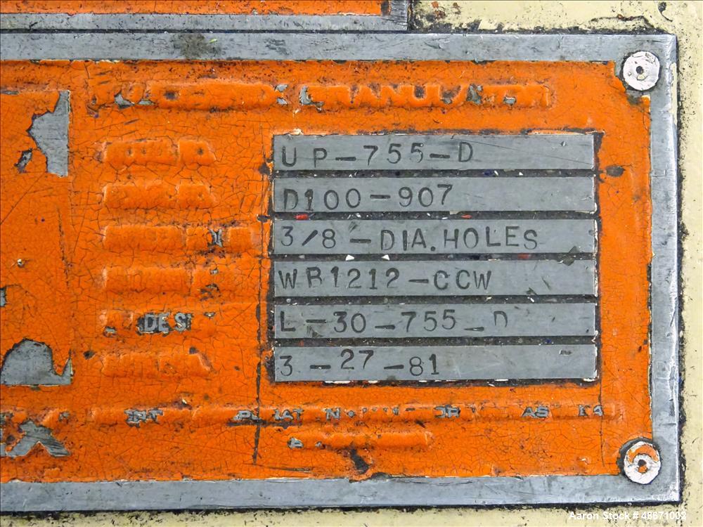 Used Wortex Granulator, Model UP-755-D, Carbon Steel.