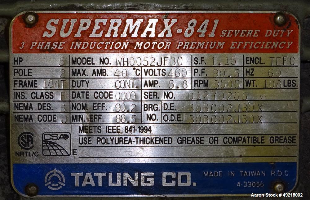 Used Wortex Granulator, Model UP-755-D, Carbon Steel.