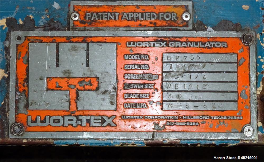 Used- Wortex Granulator, Model UP-755, Carbon Steel.