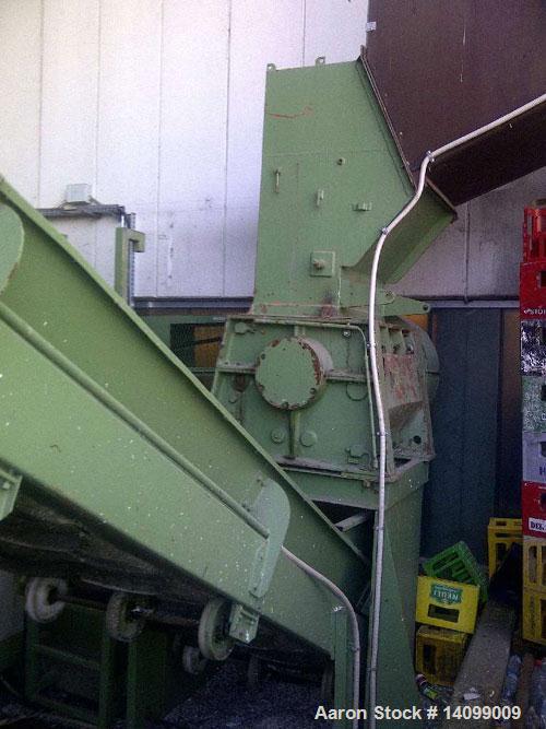 Used Zerma GS 500/800 Granulator for bottle crates, PET bottles, etc.  Feed opening 31 x 23" (800 x 600 mm).  Rotor diameter 23" (600 mm).  Rotor width 31" (800 mm).  (5) Rotor knives, (2) stator kni...
