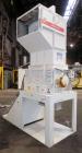 Used Cumberland Granulator, Model 37B. 21-1/4'' x 37-7/16'' Feed opening with hopper. 16’’ Diameter cutting circle, 3 rows of 2 blolt on blades, open rotor, bottom discharge. Driven by a 100hp, 3/60/...