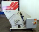 Used Cumberland Grinder, Model G1624, Carbon Steel. Approximately 16” x 24” feed opening with a manual tilt back pelican style feed hopper. 3 Bolt-on blade open rotor, (2) bed knives. Approximately 1...