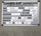 Used Cumberland Grinder, Model G1624, Carbon Steel. Approximately 16” x 24” feed opening with a manual tilt back pelican style feed hopper. 3 Bolt-on blade open rotor, (2) bed knives. Approximately 1...