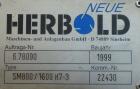 Used Neue Herbold Granulator, Type SM-800/1600H7-3. Feed opening 940mm x 1560mm (37’’ x 61.4’’). 800mm (31.4’’) Diameter open rotor with bolt on blades. Driven by a 215 hp, 3/60/460 volt, 1785 RPM mo...