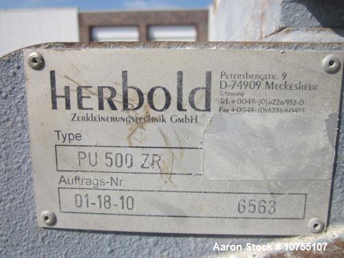 Used- Herbold Model PU 500ZR Pulverizer. Manufactured in 2001. 55 KW (75 HP) 380-420/660-730 volt motor at 50 HZ or 380-480/...