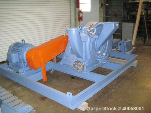 Used Pallmann Attrition/Impact Turbo Mill, Model PP6, Carbon Steel. Approximate 600mm diameter grinding chamber, 26 cubic meter per minute air displacement. Designed for pulverizing, fiberizing, crus...