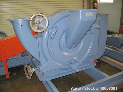 Used Pallmann Attrition/Impact Turbo Mill, Model PP6, Carbon Steel. Approximate 600mm diameter grinding chamber, 26 cubic meter per minute air displacement. Designed for pulverizing, fiberizing, crus...