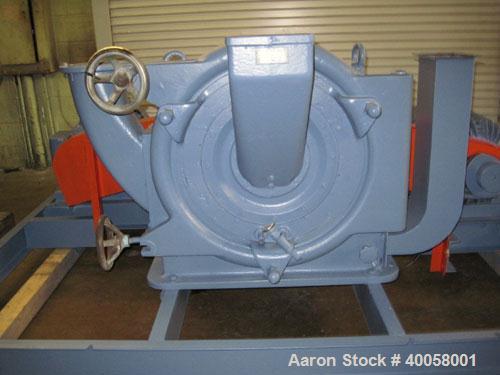 Used Pallmann Attrition/Impact Turbo Mill, Model PP6, Carbon Steel. Approximate 600mm diameter grinding chamber, 26 cubic meter per minute air displacement. Designed for pulverizing, fiberizing, crus...