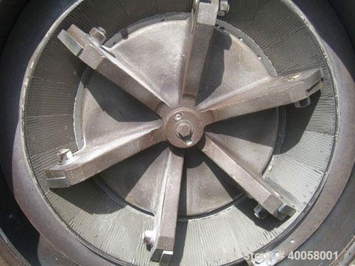 Used Pallmann Attrition/Impact Turbo Mill, Model PP6, Carbon Steel. Approximate 600mm diameter grinding chamber, 26 cubic meter per minute air displacement. Designed for pulverizing, fiberizing, crus...