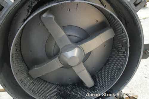 Used Pallmann Type Mill, 316 Stainless Steel. 20" Siameter x 5" deep chamber, 16" diameter screen, approximate 1/4" holes. 4 bar rotor. 4" top feed, 4" x 9" bottom outlet. Driven by a 7.5 kw (10 hp),...