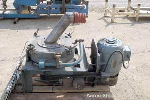Used Pallmann type mill, 304 stainless steel. 20" diameter x 5" deep chamber, 16" diameter screen, approximately 1/4" holes. 4 bar rotor. 4" top feed, 4" x 9" bottom outlet. Driven by a 5 kw (6 hp), ...