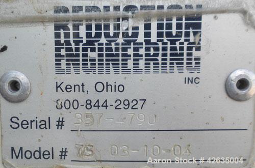 Used Reduction Engineering Pulverizing System, Carbon Steel, Consisting Of: (1) Model 75 horizontal dual disc pulverizer, driven by a 75 hp motor, (1) 10 hp blower, (1) cyclone, (1) hopper, (1) S&S m...