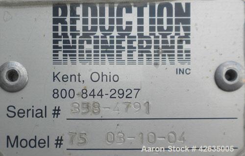Used Reduction Engineering Pulverizing System, Carbon Steel, Consisting Of: (1) Model 75 horizontal dual disc pulverizer, driven by a 75 hp motor, (1) 10 hp blower,missing fan, (1) cyclone, (1) hoppe...