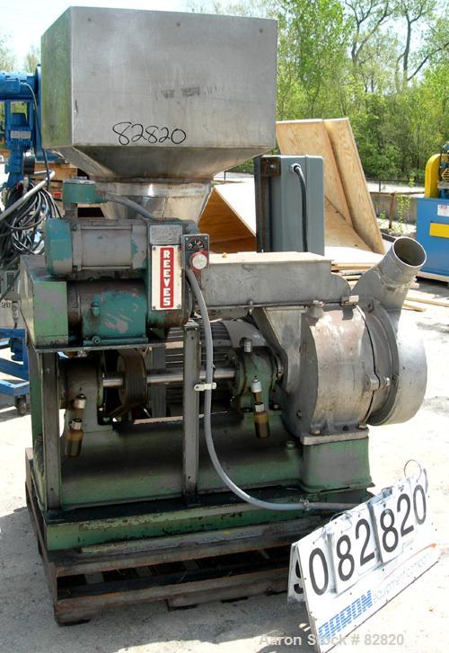 USED: Schutz O'Neil Air Swept Pulverizer, 304 Stainless Steel.  18" diameter x 8" deep chamber, beater rotor, liners, (2) classifier plates, hinged front discharge housing. 2-1/2" diameter x 20" long...