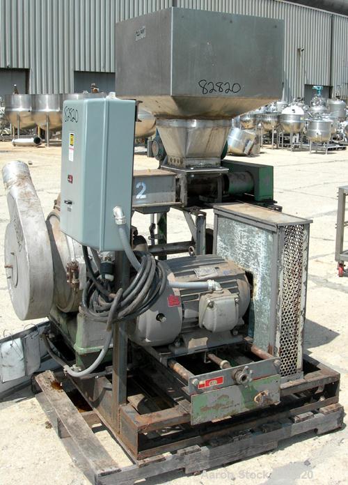 USED: Schutz O'Neil Air Swept Pulverizer, 304 Stainless Steel.  18" diameter x 8" deep chamber, beater rotor, liners, (2) classifier plates, hinged front discharge housing. 2-1/2" diameter x 20" long...