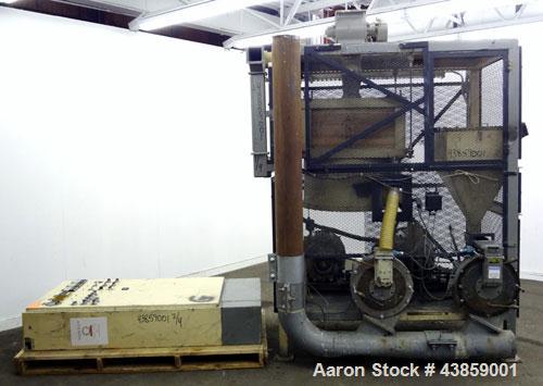 Used Wedco Size Reduction System, Model SE 12TC-50-50, Carbon Steel. Consists of : (2) Thermofine SE 12 mills, approximate 12” diameter grinding discs. Each mill driven by a 50 hp, 3/60/460 volt, 353...