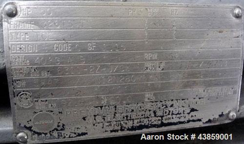 Used Wedco Size Reduction System, Model SE 12TC-50-50, Carbon Steel. Consists of : (2) Thermofine SE 12 mills, approximate 12” diameter grinding discs. Each mill driven by a 50 hp, 3/60/460 volt, 353...