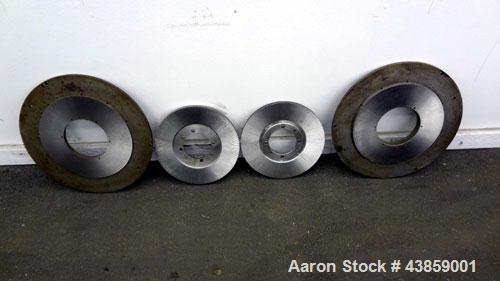 Used Wedco Size Reduction System, Model SE 12TC-50-50, Carbon Steel. Consists of : (2) Thermofine SE 12 mills, approximate 12” diameter grinding discs. Each mill driven by a 50 hp, 3/60/460 volt, 353...