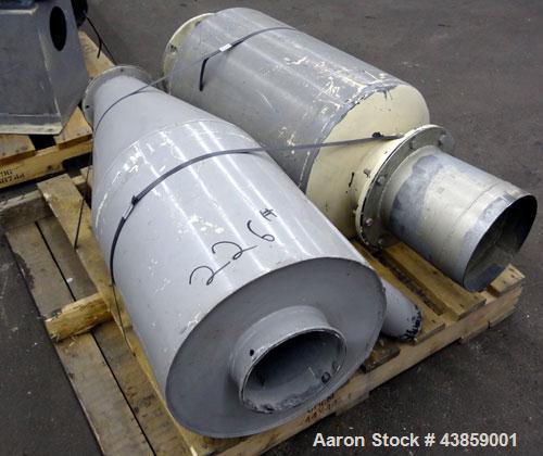 Used Wedco Size Reduction System, Model SE 12TC-50-50, Carbon Steel. Consists of : (2) Thermofine SE 12 mills, approximate 12” diameter grinding discs. Each mill driven by a 50 hp, 3/60/460 volt, 353...
