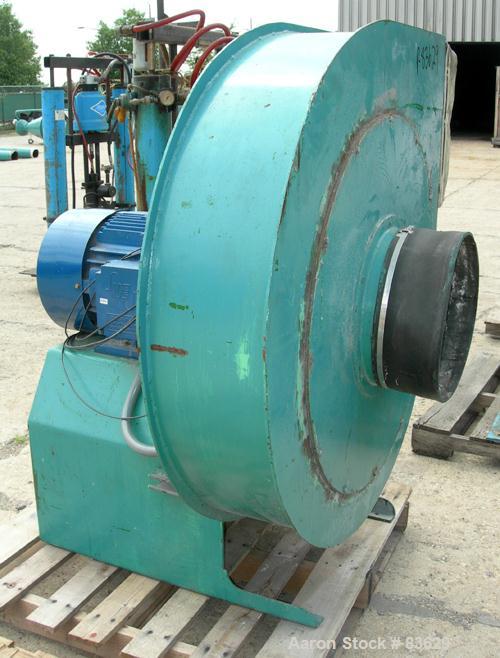 USED: Wedco dual disc pulverizer system, carbon steel. (2) 28" diameter discs, approx 3" deep chambers. Hinged side door feed, set up for bottom blower discharge. Both driven by a 100 hp, 3/60/208-23...