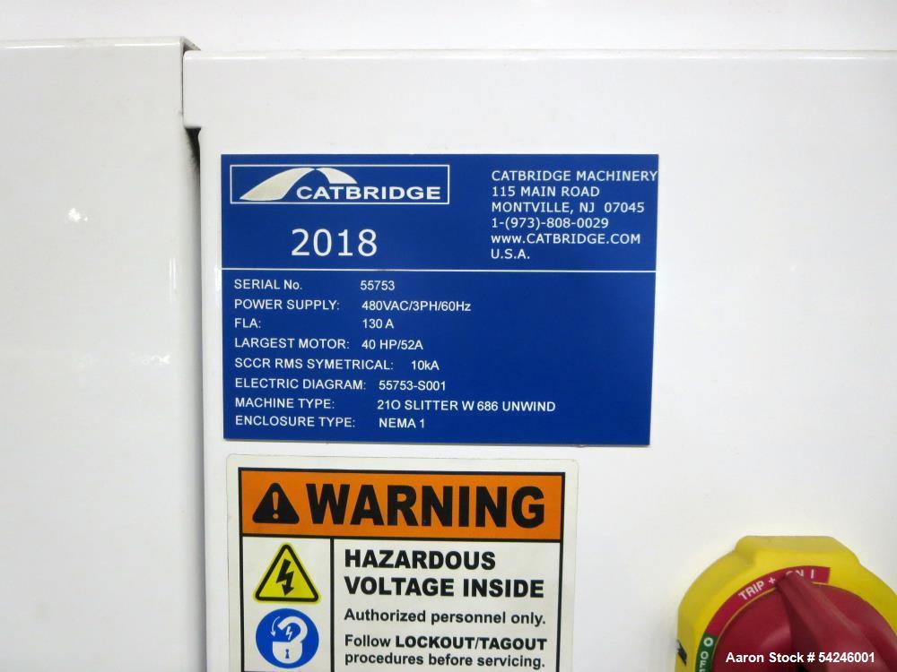 Used Catbridge Model 210 Slitter-Rewinder with 686 Unwind Section | 110" Web Width | 2500 FPM | Built 2018