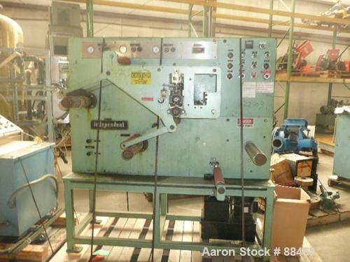 USED: Independent Laboratory 14" wide slitter rewinder. Includes a single position unwind for approximately 12" diameter rolls, duplex rewind with lay on rolls, approximately 12" diameter and operato...