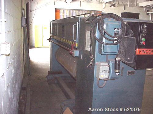 USED: IMO Corfine rotary die cutter, 66" wide. Pressure adjusted by raising or lowering the drum rolls. Driven by a 5 hp, 500 volt DC motor. The motor controller is manufactured by Fincor.
