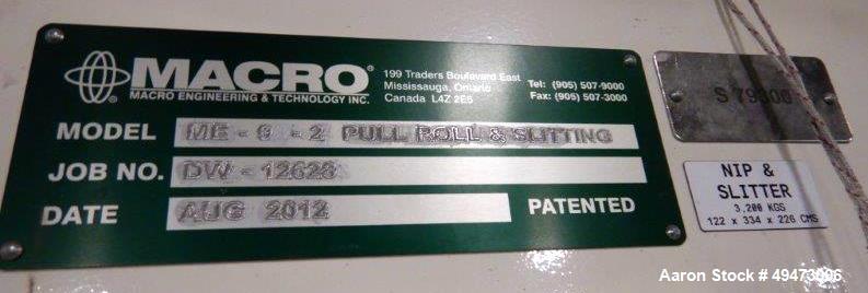 Used MACRO Shear Cut Slitting/Pull Roll Assembly – 92” Wide, 2012 Model