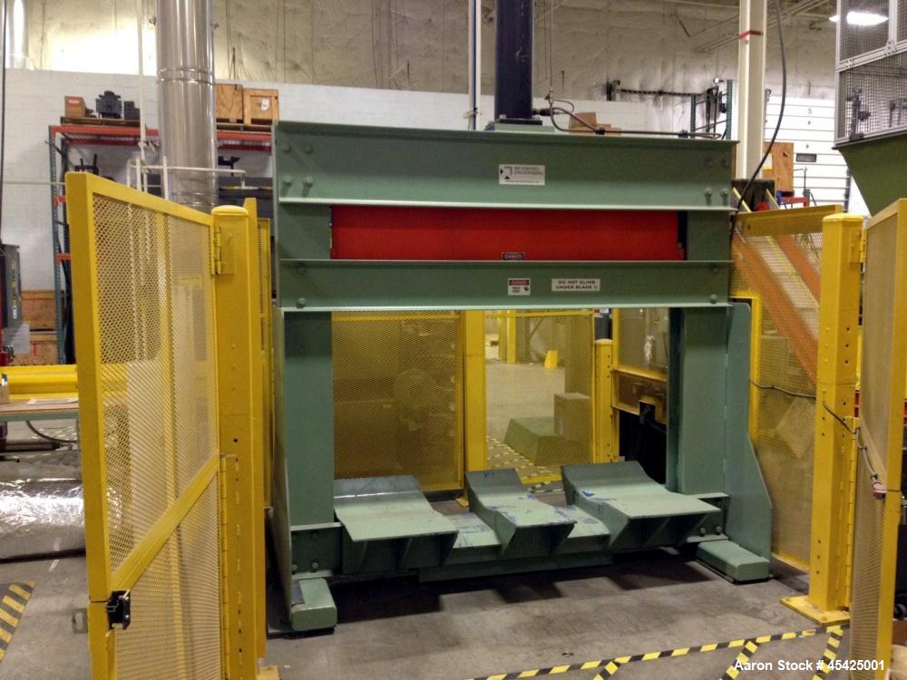 Used Richmond Engineering Reel Splitter.  The system has a heavy frame, hydraulic pump, accumulator and cylinder.  The cylinder actuates a 74" wide blade straight down into the reel stock to split or...