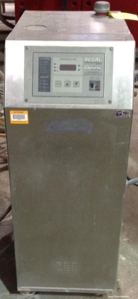 Used Advantage Regal Oil Heater Model RK-1230HC, 12KW total heat.  1 Hp circulation pump rated 30 gpm at 24psi max, 3.7 square feet. Heat exchanger for cooling, rated 100 - 500 degrees F, 460 volt, 3...