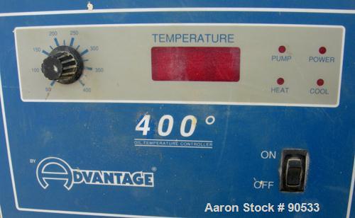 Used: Advantage hot oil temperature controller, model RK4-2460HC-41D3. Maximum temperature 400 deg.f.. 3/60/460 volt,approx 24 kw, 35 amp. Mounted on casters.Built 2001.