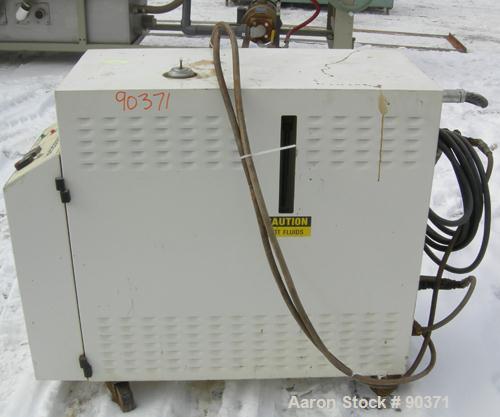 USED: Budzar Industries thermal fluid hot oil temperature controller, model 10T-1220-VLC. 3/60/460 volt, 17.4 amp. 12 kW heater. Temperature range 200 to 450 deg F. Mounted on casters.